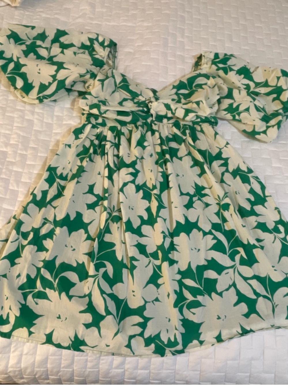 Trixxi Green & Cream Leaf-Print Sundress